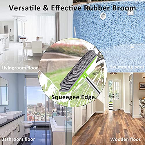 Soft Push Broom Bristle 59'' Rubber Broom Carpet Sweeper with Squeegee