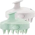 HEETA Scalp Massager 2 Pack for Hair Growth, Soft Silicone Bristles to Remove Dandruff and Relieve Itching, Scalp Scrubber for Hair Care Relax Scalp, Shampoo Brush for Wet Dry Hair, Beige & Green