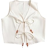 Verdusa Women's Beaded Bow Tie Tank Top Elegant Sleeveless Crop Tops Formal Outfits
