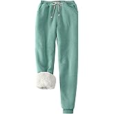 PEHMEA Women's Sherpa Lined Sweatpants Winter Warm, Fleece Joggers for Athletic Lounge