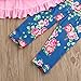 Little Girl Pink Long Sleeve Ruffle Dress T-Shirt Floral Pants Headband/Scarf 3 Pcs Outfits Sets, Pink, 90