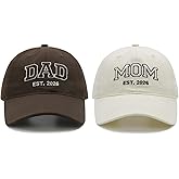Waldeal Mom and Dad Est 2026 Hats, New Parents Gifts, Matching Adjustable Embroidered Baseball Caps for Couples