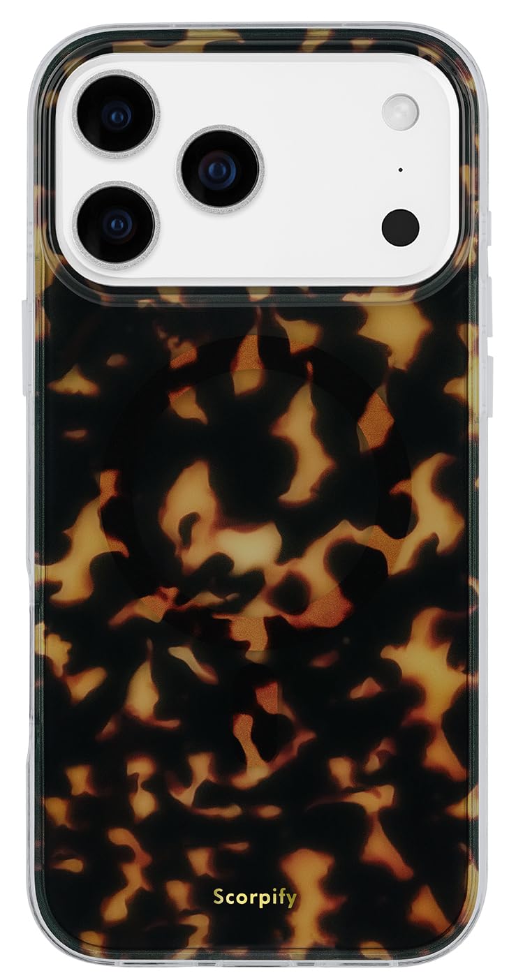 Photo 1 of SCORPIFY for iPhone 17 Pro Case [Compatible with MagSafe] with Dark Brown Tortoise Shell Design, Cute Brown Magnetic Phone Cover for Women Girls, Slim Shockproof Bumper