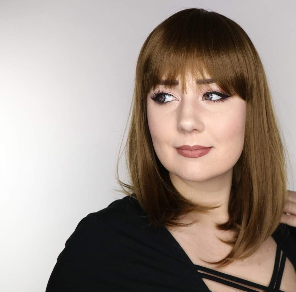 Prettyland Brown Mid-length Hair Wig with Gerade Bang Chic straight static-free matt Daily use C952, brown c952 - Image 4