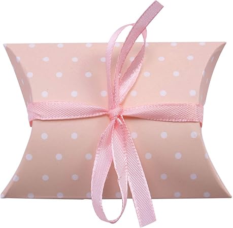 Amazon Co Jp セット ギフトボックス ピロー型 ビンテージ風 水玉 ラッピング用品 小箱 ピンクリボン付 By Geniusbuy 文房具 オフィス用品