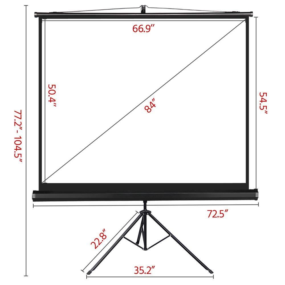 Yaheetech Portable Indoor Outdoor Projector Screen, 84 Inch Diagonal Projection HD 4:3 Projection Pull Up Foldable Stand Tripod，for Home Theater Cinema Party Office Presentation