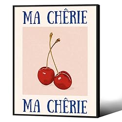 Funky Cherry Wall Art Vintage Red Blue Aesthetic