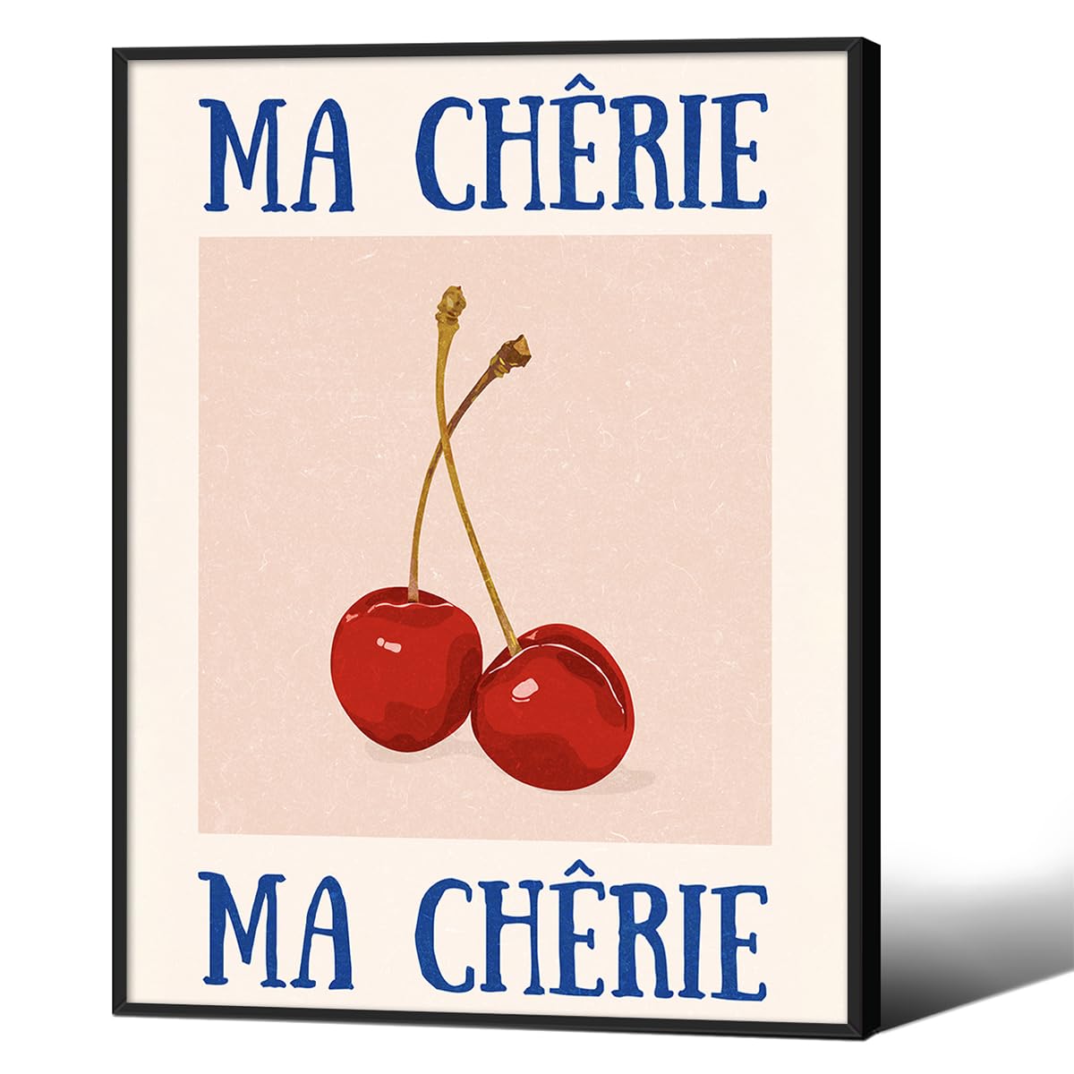 Funky Cherry Wall Art Vintage Red Blue Aesthetic