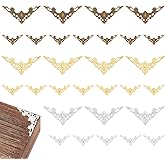 PH PandaHall 120pcs Metal Book Corners 3 Colors Corner Protector 2 Styles Triangle Wrap Connector Filigree Corners Iron Guard Edge Cover Scrapbook Corner for Book Album Resin Fillers Jewelry Making