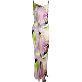 LASPIA Cowl Neck Dress Sexy Strap Shoulder Pleated Maxi Dresses Summer Wedding Guest Dresses for Women