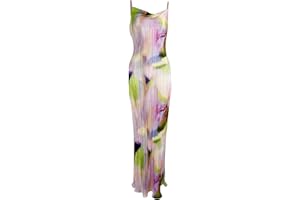 LASPIA Cowl Neck Dress Sexy Strap Shoulder Pleated Maxi Dresses Summer Wedding Guest Dresses for Women