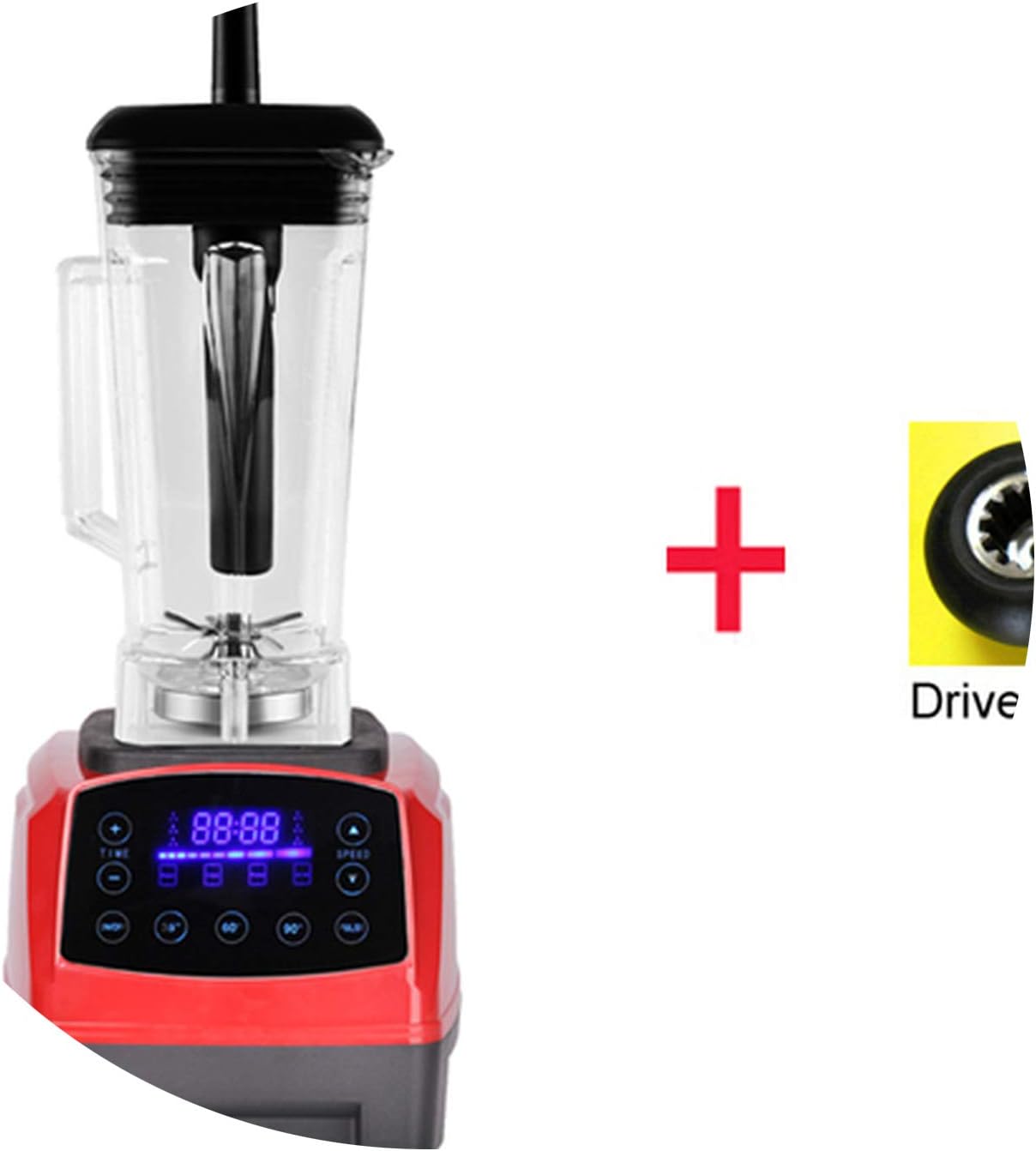 Automatic Digital Smart Timer Program 2200W Heavy Duty Power Blender Mixer Juicer Food Processor Ice Smoothie Bar Fruit,Red Extra Driver,Au Plug