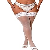 Zenova Plus Size Thigh High Stockings - Silicone Lace Stay-Up Tights, Ultra-Sheer High Elastic Pantyhose & Stretchy Lingerie