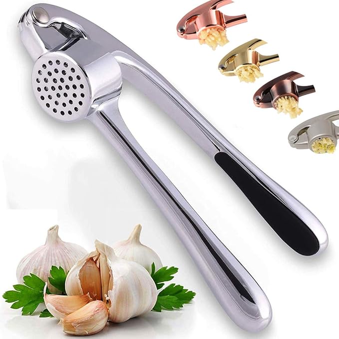 Garlic Press, Stainless Steel and Premium Zinc Alloy Garlic