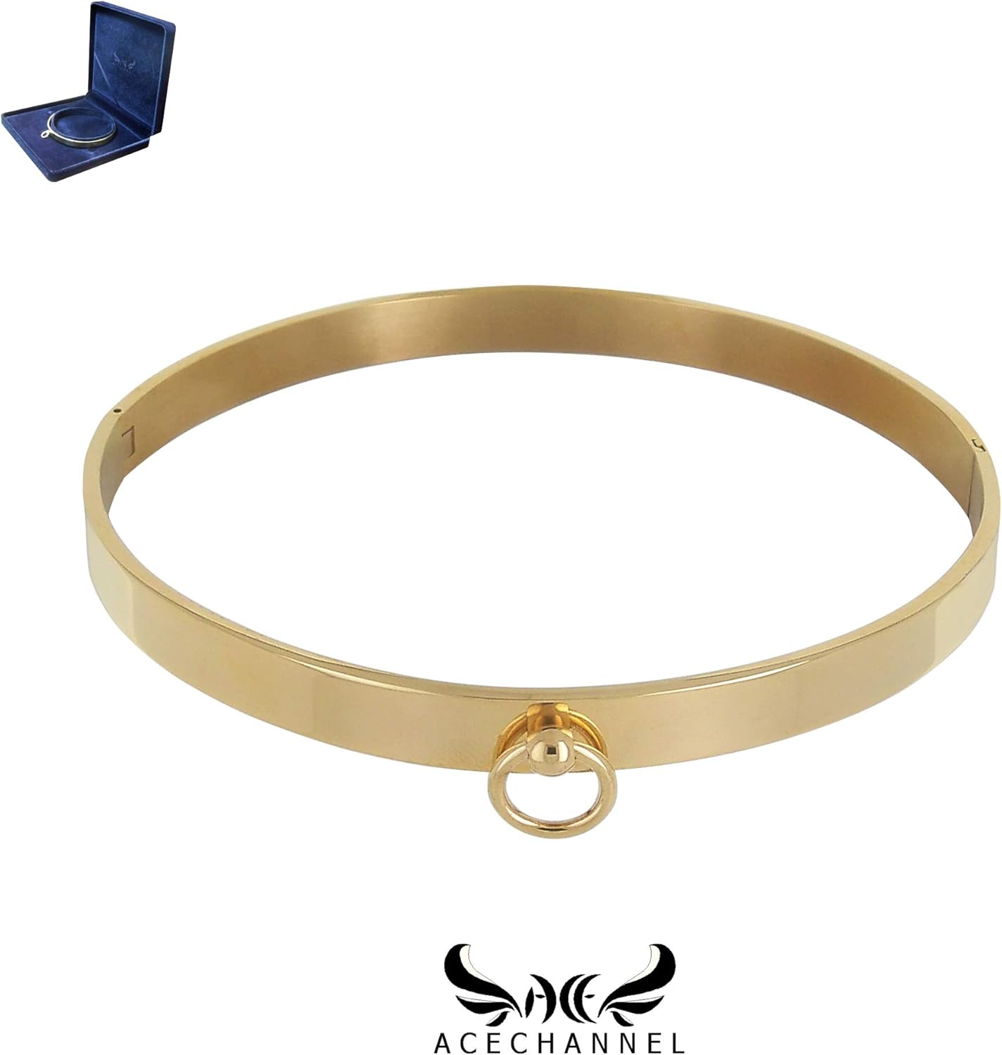 ACECHANNEL Stainless Steel Choker Necklace Sexy Collar with O Ring (Gold, 13.6) Amazon.co.uk
