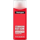 Neutrogena Stubborn Acne Body Wash &amp; Exfoliating Cleanser, 8.5 oz | Salicylic Acid &amp; PHA, Chest &amp; Shoulder Acne Treatment, Gently Clears, Exfoliates &amp; Helps Prevent Breakouts, Fragrance Free