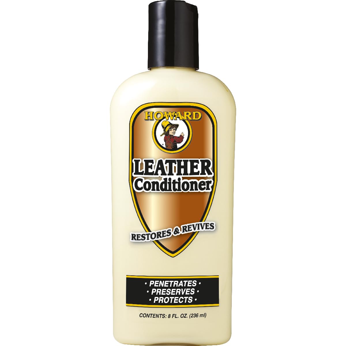 Howard Leather Conditioner Premium Leather Care Balm Cream with Lanolin, Neatsfoot Oil, and Carnauba Wax 236ml Revives, Preserves, and Protects Couches, Car Seats, Shoes, Boots, Tack and More