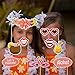 Luau Photo Booth Props Pool Party Photo Booth Props Hawaii Beach Photo Booth Props Kit for Hawaiian Tropical Tiki Beach Summer Pool Party Decorations Supplies - 21Pcs