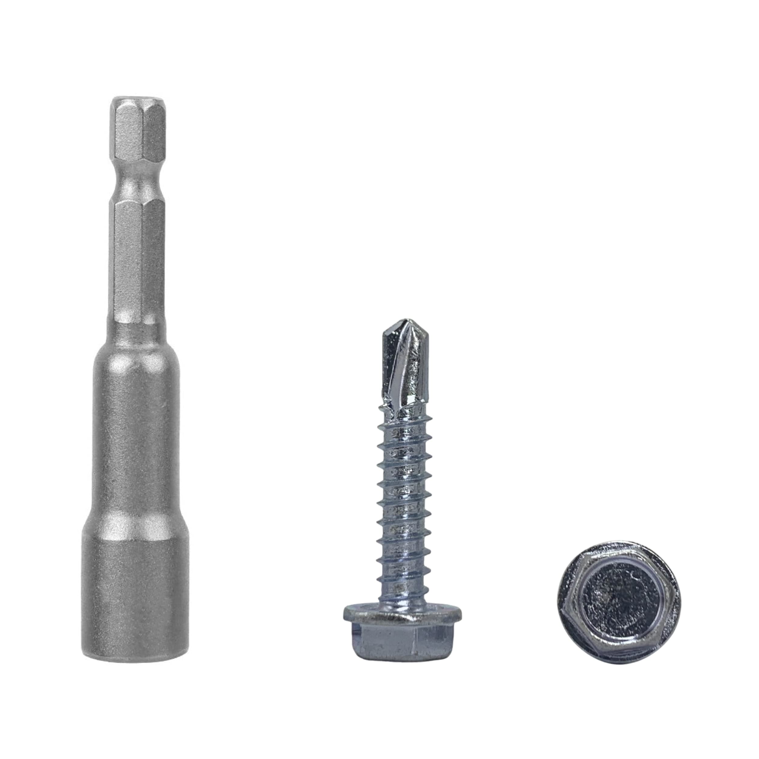 (Pack of 50 pcs) DIN 7504 K Zinc Plated Steel 4.8 x 25 mm Screws, Self-Drilling Sheet Metal Screw, Hex Washer Head, Self Tapping (50, 4.8 x 25 mm)