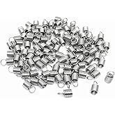 100 Pieces Tiny Stainless Steel Spring Cord End Caps Spring Tube Coil Cord Ends Metal Leather Cord Ends Caps Spring Column Terminators Coil End Tips for DIY Craft Jewelry Making, 4mm Hole