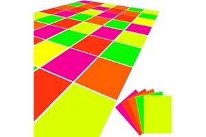 40 Sheets Neon Papers Glow Party Decorations Neon Party Supplies Cardstock DIY UV Blacklight in The Dark for Dance Floor Fluo