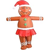 OVIFM Gingerbread Man Costume Kids 9-12,Inflatable Halloween Christmas Character Costumes,Funny Blow Up Onesies Ginger Bread