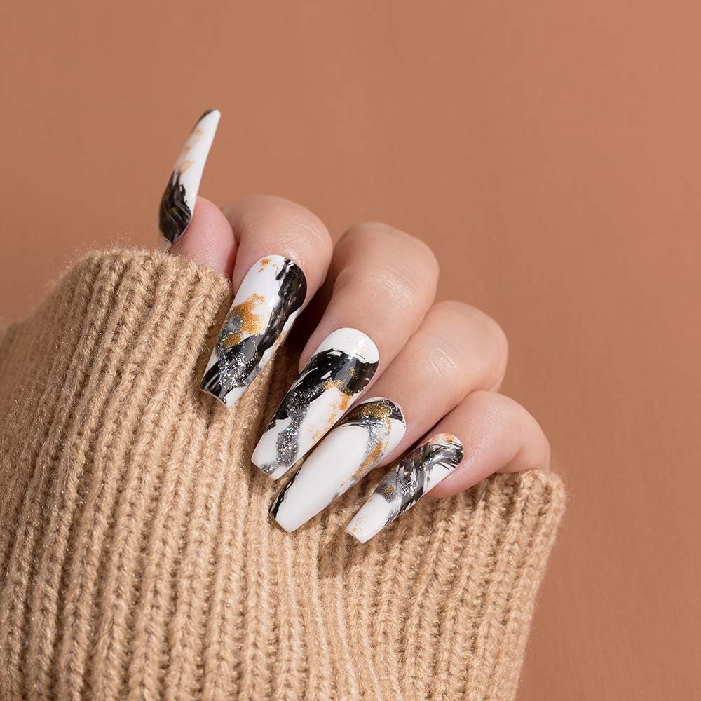 Beetles Black Gold Glitter Gel Nail Polish Set - 6 Colors White Silver Rose Glitter Gel Polish Kit Soak Off Nail Gel Kit, 7.3 ml Each Bottle Christmas Gel Nail Art New Year Holiday Gifts Box : Beauty