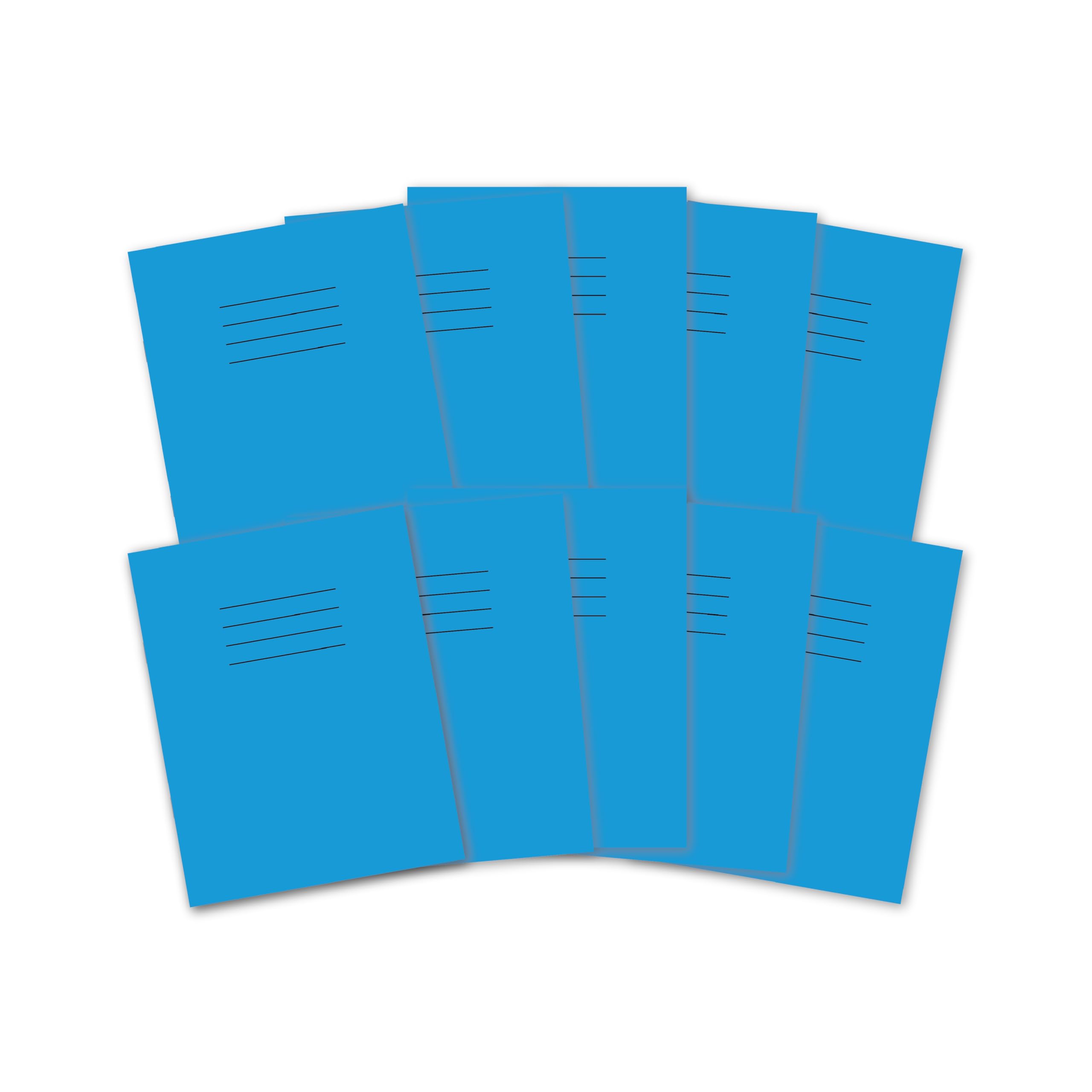 Hamelin A5 Exercise Books, 48 Pages, Light Blue, Pack of 10 for School, 8 mm Ruled and Margin (9 x 7")