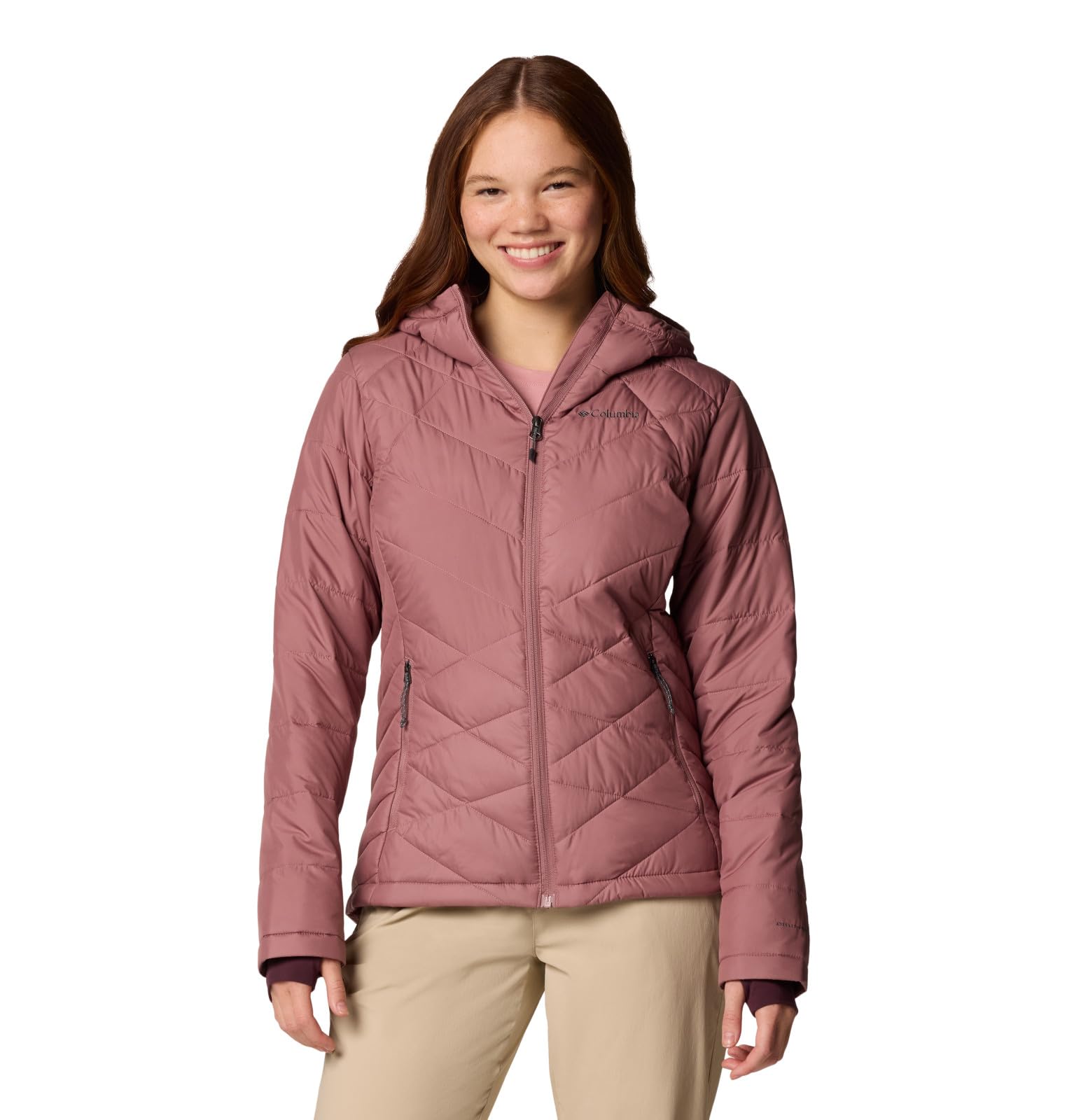 Columbia Womens Heavenly Hooded Puffer Jacket, Fig, Medium