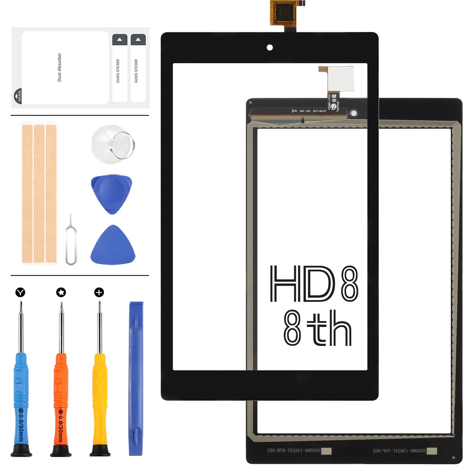 Screen Replacement For Amazon Kindle Fire HD8 HD 8 8th Gen 2018 L5S83A 8" Touch Screen Digitizer Full Glass Sensor Lens Panel Repair Kits with Free Tools(Not LCD)