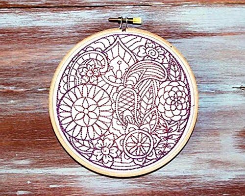 Purple Moon Embroidered Hoop Art-Hoop Art-Wall Hanging-Home & Office Decor-5" Abstract Moon Hoop Art