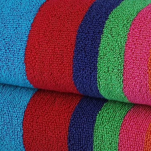 Sweet Needle Beach Towels Yellow Stripe Beach Towels Premium Cabana Quality - Pack of 2 (100x150cm) - 100% Ringspun Cotton, Heavy (450 GSM) and Highly Absorbent