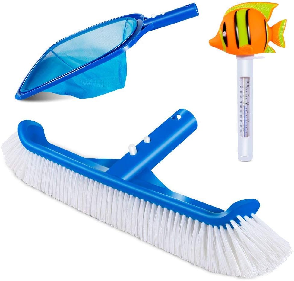 3 PCS Swimming Pool Cleaning Set Professional 12" Aluminum Wall & Floor