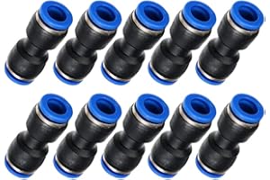 YOEBOR Metalwork Plastic Push to Connect Straight Union Tube Fitting, 4mm OD x 4mm OD, Straight Pneumatic Connector (Pack of 10)