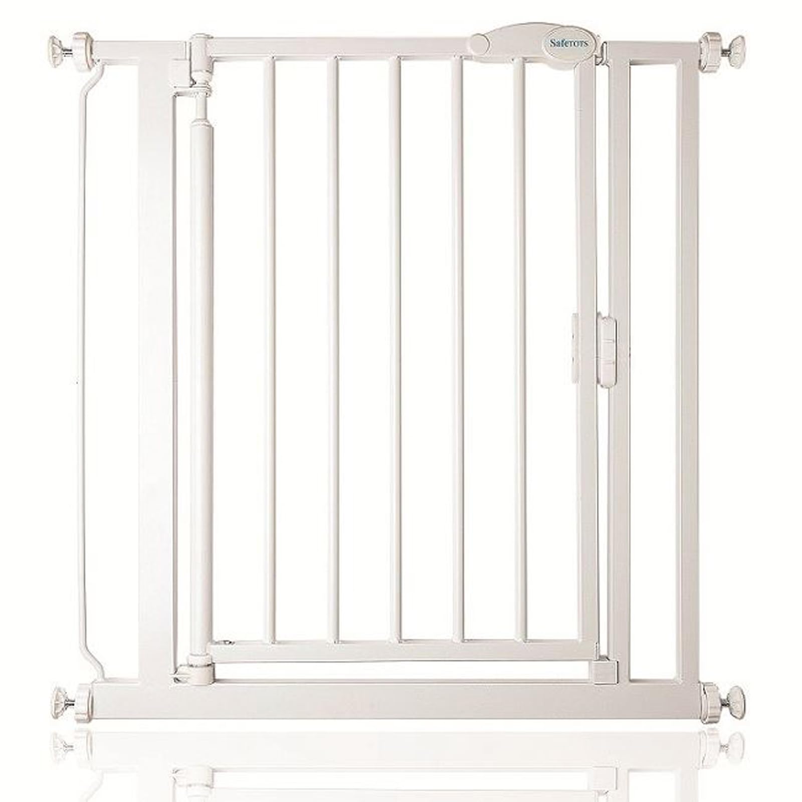 Safetots Pressure Fit Self Closing Stair Gate, Extra Narrow, 61cm - 66.5cm, White, Auto Closing Baby Gate, Safety Barrier for Toddler, Easy Installation