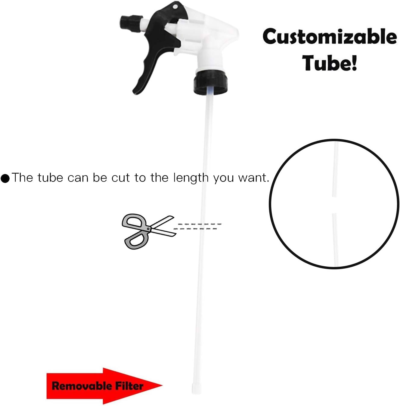 12 Pcs Plastic Gardening Replacement Sprayers Nozzles Replacement Parts for Chemical Resistant Nozzles Spray Pumps Nozzles Upgraded Adjustable Nozzle With Straw Suitable for round 28/400 neck bottles : Garden & Outdoor