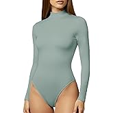 YOGINGO Women's Long Sleeve Mock Turtle Neck Bodysuits Tops Going Out Body Suits for Women Fashion Basic Leotards Jumpsuit