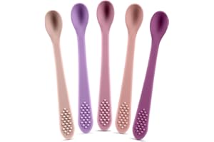 SPERRIC First Stage Silicone Baby Spoon - Self Feeding Utensils for Infants - Soft & Gentle on Gums - BPA Free Set (Pastel2)