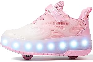 Ylllu Kids LED USB Charging Roller Skate Shoes Wheel Shoes Light up Roller Shoes Rechargeable Roller Sneakers for Girls Boys 