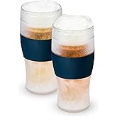 Host Freeze, Frozen Mugs, Freezable Pint Set, Beer Keep Your Drinks Cold, Double Walled Insulated Glasses, Tumbler for Iced Coffee, 16oz, Set of 2, Varsity Blue
