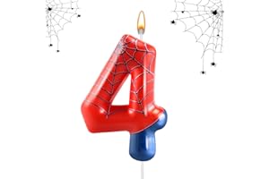 AXBMM Spider Themed Birthday Candle Number 4 Candle Birthday Cake Candles Party Decoration Cake Topper for Spider Party Decoration Theme Party Supplies (Number 4)