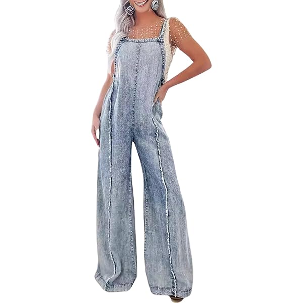 Amazon.com: cffvdiz Women's Loose Denim Bib Overalls Vintage