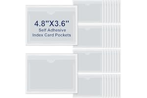 Chinco 30 Pcs Self Adhesive Pockets, Bin Labels for Storage Bins, Clear Pocket Label Sleeves, Plastic Index Card Holder with Top Open for Organizing Bins Box Drawer(3.6 x 4.8 Inches)