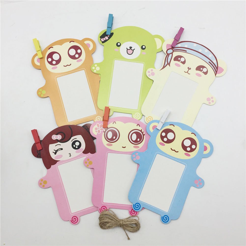 Instax Mini Photo Frame, 2x3” Decor Hang Paper Photo Frame for Fujifilm Instax mini 8,7S,25,50S,90 Instant Camera Films, Polaroid Photo Frame (Bear, 6 Pcs)