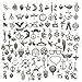 100pcs Silver Charms, Mixed Smooth Tibetan Silver Metal Charms Pendants for Necklace Bracelet Jewelry Making Crafting (HM97)