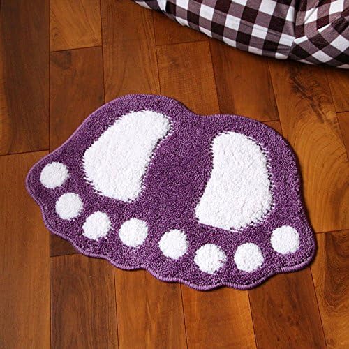 Eonice Vinyl Back Coco Doormat/ Floor Mat / Bedroom / Kitchen Area Rug Carpet, Big Feet Bath Toilet Mat, 18"x 26" (Purple)