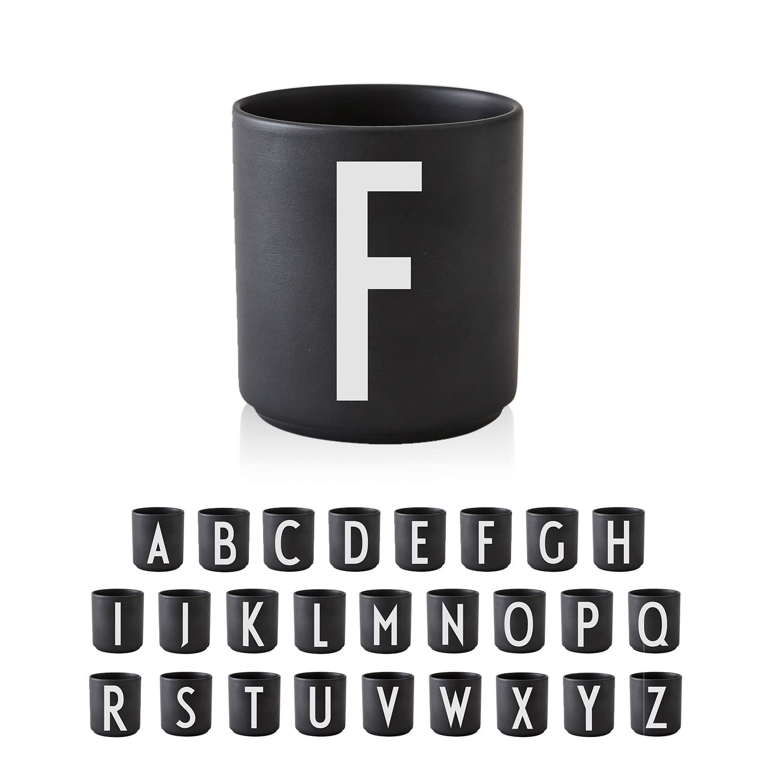 Design Letters Coffee Cup (A-Z) | Gift for Men, Gifts for Women & Friend Gifts | Porcelain Coffee Mug | Personalised Gift | Tea Cup | Initial Mug for Table Decoration | Letter Mug | Black Mug 250 Ml