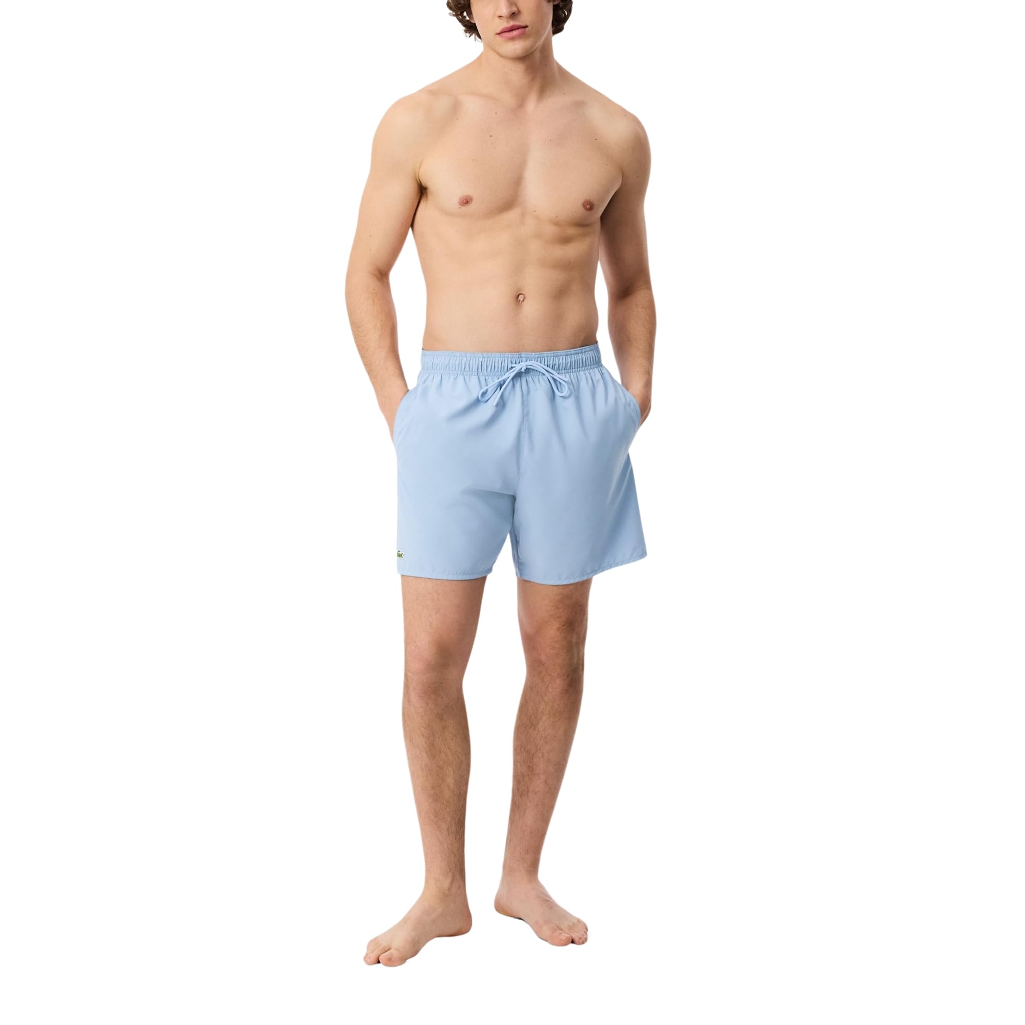Lacoste Men’s Mid Length Monochrome Swim Trunks, Aphylla/Green, Large