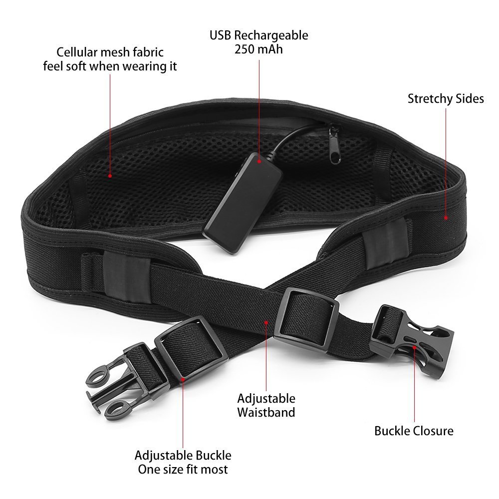 LED Runner Waist Pack, USB Rechargeable Neon Fanny Pack with Earphone Hole, Adjustable Waist Belts For Men & Women to Hold Phones, Keys, Money When Running, Hiking, Jogging