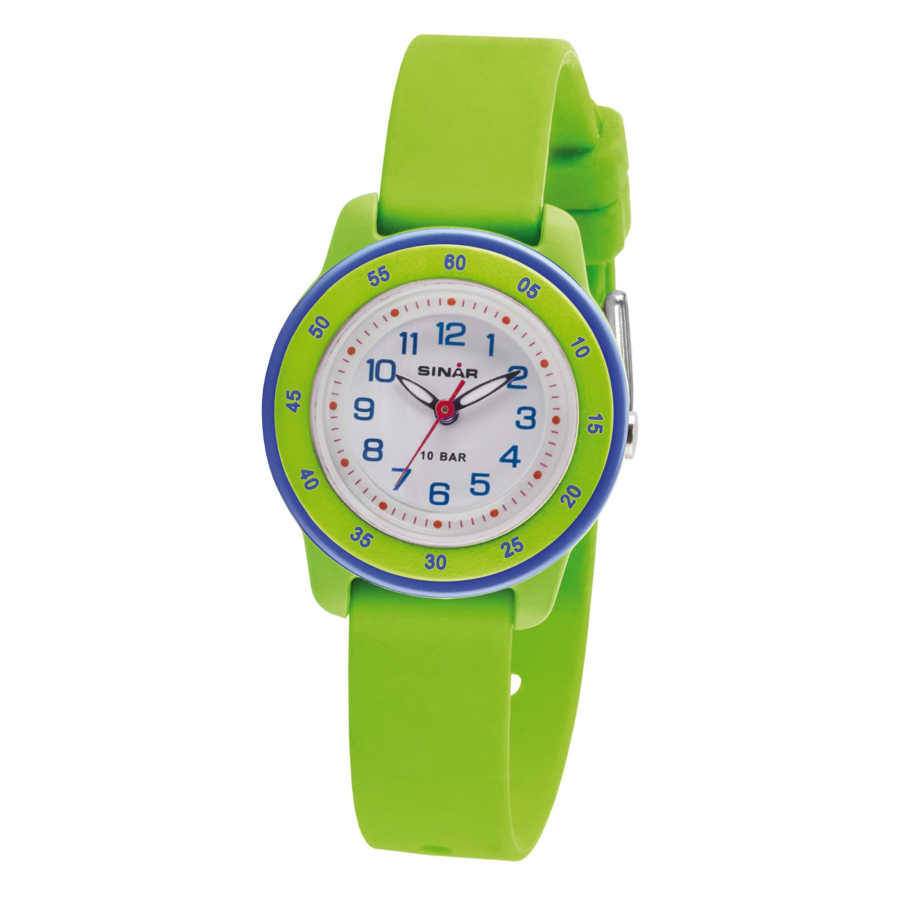 SINAR Child’s watch / Youth’s Watch, 10 bar, Silicone strap, Luminous Hands, Analogue Quartz, Green / Blue XB-22-3